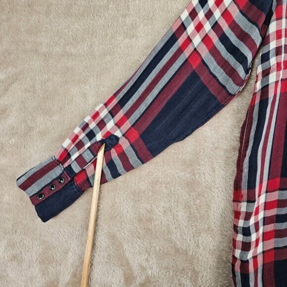 G-Star RAW Shirt Boyfriend Fit Tacoma Long Check Plaid Snap Button Womens Size S - Picture 3 of 11